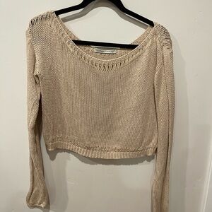 Y2K Women's Cream Knit Cropped Sweater size M